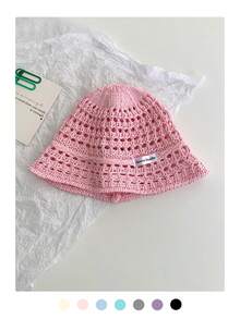 1 件粉色宽边草帽，女士夏季沙滩帽，户外防紫外线透气镂空编织渔夫帽，宽边遮阳帽，百搭渔夫帽，黑色针织帽， - 草編漁夫帽 - 查看 22