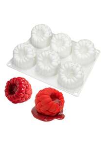 6-Cavity Reusable Raspberry Shaped Silicone Pudding Mousse Mold, 3D Fruit Dessert Chocolate Mold, DIY Cake Decorating Tool, Baking Pan, DIY Modeling Tool, Can Make Satisfying Fruit Models, Suitable For DIY Enthusiasts, Halloween Pumpkin, Apple, Peach, Flower Mousse Mold - Multicolor - View 9
