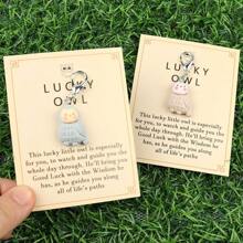 1 件迷人猫头鹰钥匙扣，带励志卡片，可爱树脂动物钥匙扣，适用于钱包、背包和汽车，可爱的迷你纪念品礼物，非常适合生日、婚礼、周年纪念、特殊励志代币汽车配件哥特 Y2k