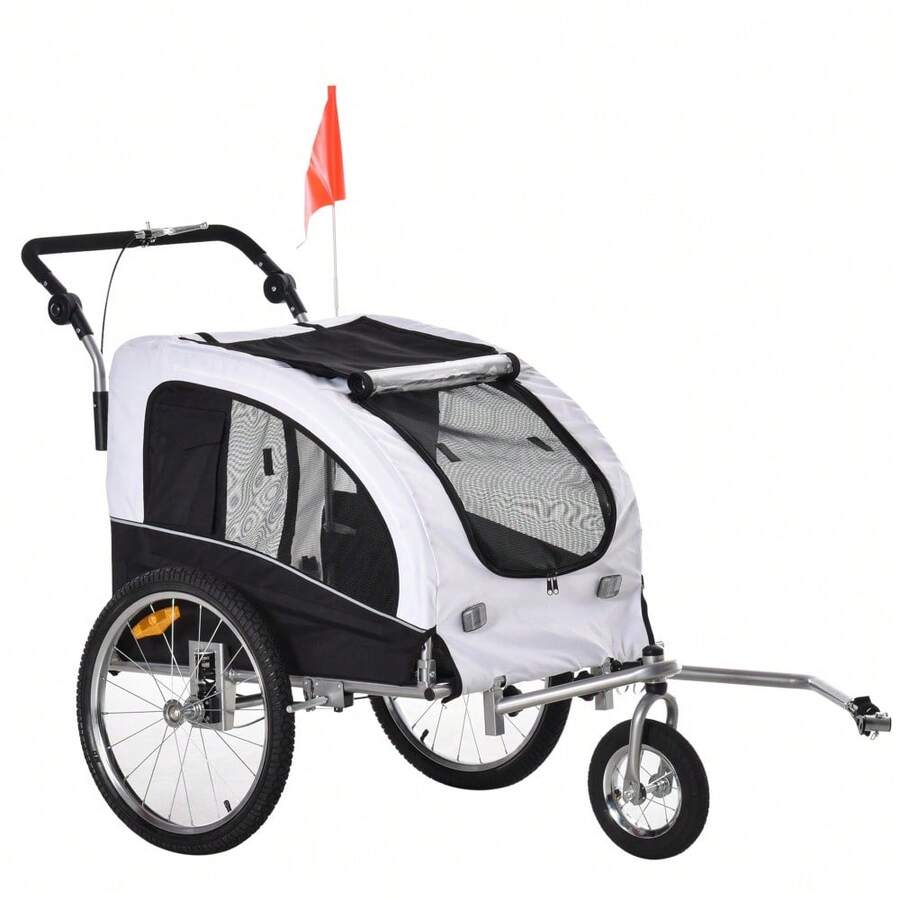 Dog Trailer Jogger Bicycle Trailer Dogs Dog Bicycle Trailer White+Black 155 X 83 X 108 Cm