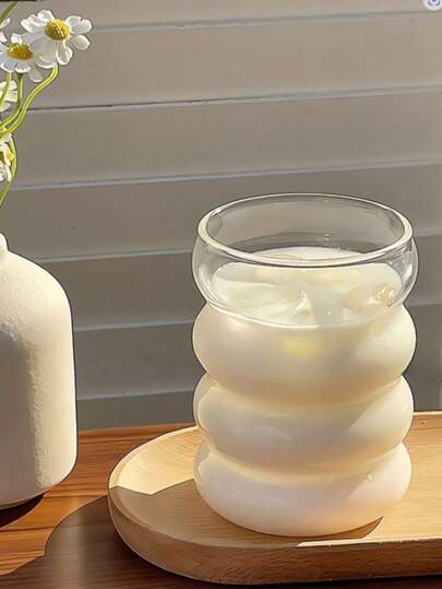 1 Stück 350ml Raupenglas, 350ml hochwertige Borosilikatglas Wassertasse, Eiskaffe Tasse, geeignet für Getränke wie Saft, Milch, Tee, Ganzjahres Trinkglas, kann als Geschenk verwendet werden (Strohhalm nicht enthalten). Ideal für den täglichen Gebrauch, Kaffee- und Tee-Momente.