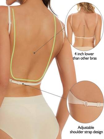 Nahtloser rückenfreier Damen Bustier-BH, rückenfreier und trägelloser Unterwäsche Sommer-BH, BH für Hochzeitskleider, Braut-Lingerie mit drei Trägertypen, nahtlos und atmungsaktiv, verstellbare Träger, dünner BH, bequem und atmungsaktiv, geeignet für Hochzeiten, Abendkleider, Camisole-Röcke etc.