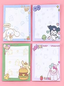 Sanrio 4 Sets /80 Piezas de Notas Adhesivas Sanrio, Pegatinas de Dibujos Animados Lindos de Melody Lomi, Accesorios de Apariencia Hermosa para Tomar Notas y Mensajes, Útiles escolares, Vuelta al Colegio