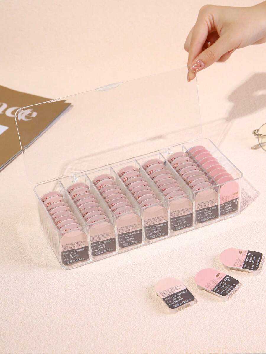 1pc Clear Disposable Contact Lens Holder,Room,Home,Bedroom,Bathroom,House,Pink Room,Living Room Decor,Travel Stuff,Gift Bag,Gifts For Mom,Dad,Men,Friends,Teacher,Birthday,Wedding,Desk,Shelves,Accessories,Gift Boxes,Funny Gift,Storage