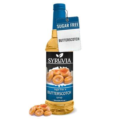 Syruvia Sugar-Free Butterscotch Coffee Syrup - 25.4 Fl Oz Premium Coffee Flavoring Syrup. 0 Calories, Kosher, And Gluten-Free. Ideal For Drinks, Sodas, Shakes, Desserts, And More.