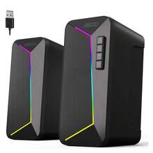 Jeecoo M30藍牙電腦揚聲器，桌面遊戲揚聲器，具有清晰的立體聲聲音，動態LED模式，易於控制，10W - USB供電 - 黑色 - 查看 3