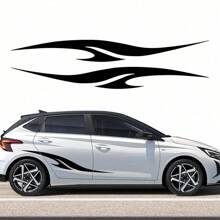 2PCS Car Side Stripe Cool Racing Sticker - Glossy Surface, Asymmetrical Shape With Sporty Geometric And Cartoon Patterns, Disposable Self-Adhesive Graphics, Fun And Fashionable Graphics DIY Styling Stickers, Suitable For Most Cars