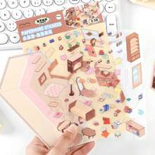 PET2.5D Landscape Sticker Little Corner Series Cartoon Miniature House Children's Fun Collage, School Supplies,Back To School