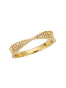 1 anillo dorado de circonitas cúbicas de doble fila para mujer, para uso diario.