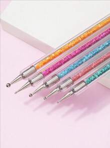 Nail Art Brushes, 5pcs Nail Liner Brushes Double-Ended Acrylic Nail Brush Nail Art Striping Nail Dotting Drawing Tool For Long Lines,Thin Details, Fine Drawing, Delicate Coloring, Elongated Lines Brushes And Nail Dotting Pens For French Nail Tip
