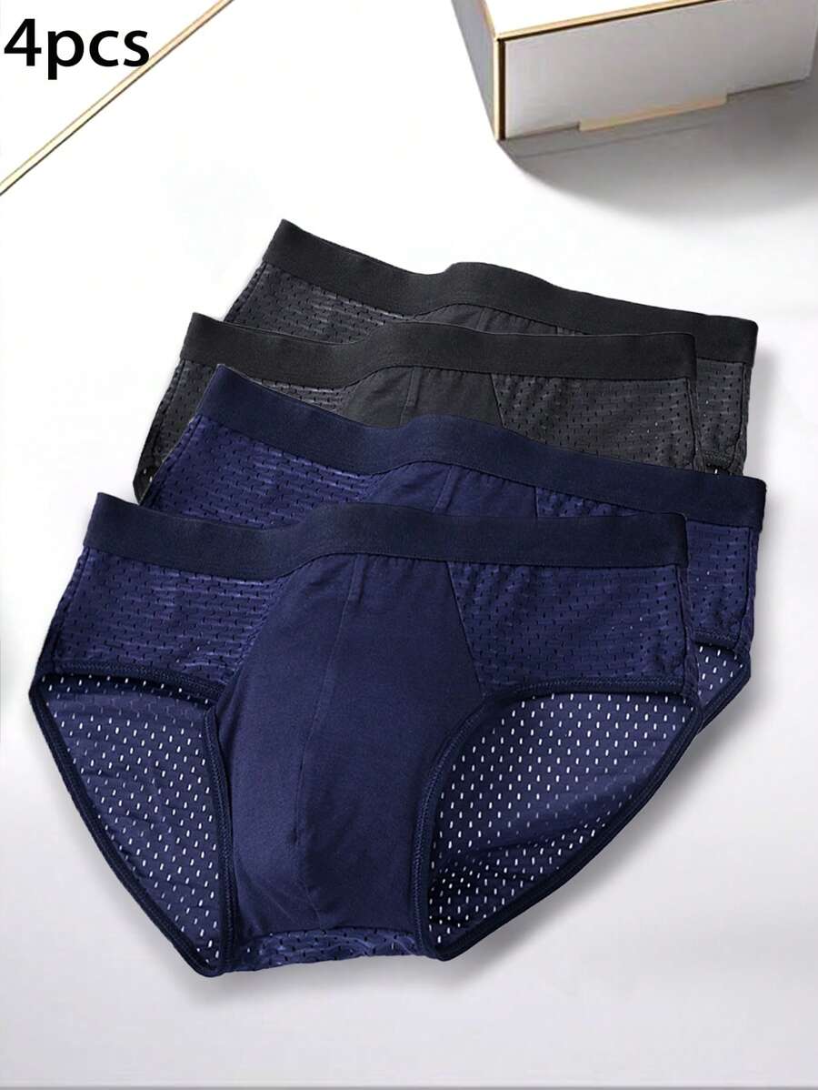 4pcs Men's Breathable Mesh Briefs, Lightweight, Cool, Sports Underwear, Gift Set