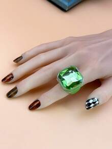 1 chiếc/20 chiếc Nhẫn nhựa pha lê hình bát giác sang trọng, Nhẫn đôi DIY nhiều màu, Thích hợp cho phụ nữ mặc thường ngày/dự tiệc và làm quà tặng Valentine - vòng nhựa - Xem 17