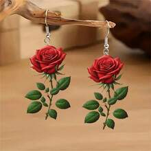 优雅的粉色樱花耳环 - 精致的 2D 亚克力吊坠耳环，樱花设计，女士时尚派对，日常佩戴配饰，防过敏，送给家人和朋友的完美礼物 - 彩色 - 查看 10