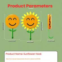 1/2PCS Sunflower Wall Hooks - Stretchable Self-Adhesive No Drill Hooks For Kitchen,Office,Door (ABS Material) Cute Flower Hooks For Keys,Towels,Home Decor