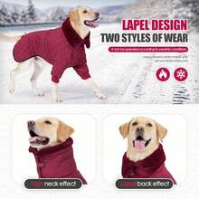 Warm Dog Coat Double Zipper, Winter Dog Clothes Suitable For Small And Medium-Sized Dogs, Turtleneck Dog Down Jacket, Two Legs Dog Cold Weather Coat, Windproof Waterproof Dog Winter Jacket
