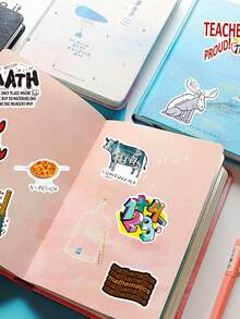 50 张数学涂鸦贴纸，卡通趣味风格数学符号，防水 PVC 材质，可重复使用，适用于头盔装饰、剪贴簿、汽车装饰、派对装饰、标签、贴纸、剪贴簿、笔记本、笔记本电脑、行李箱、吉他、水瓶、手机壳、时尚装饰 - 款式2 - 查看 9