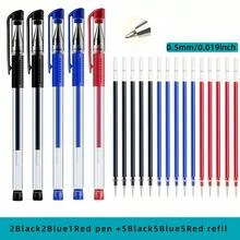 20/PIEZAS Bolígrafo neutro de 0.5, usado para firmas de oficina, bolígrafo de carbón negro para estudiantes, bolígrafos de tinta a base de agua roja y azul, y bolígrafo de tinta.