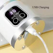 便攜式 USB 充電攪拌機/果汁機 - 易於清潔，適用於水果與蔬菜果汁、奶昔 - 容量 10.14oz 至 16.91oz - 數位顯示，不鏽鋼刀片 - 適合居家、辦公室、戶外旅行，可作為迷你製冰機使用 - 彩色 - 查看 7
