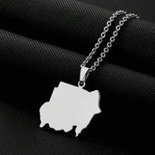 Elegante colgante de acero inoxidable con mapa de la República de y bandera, collar (sin)
