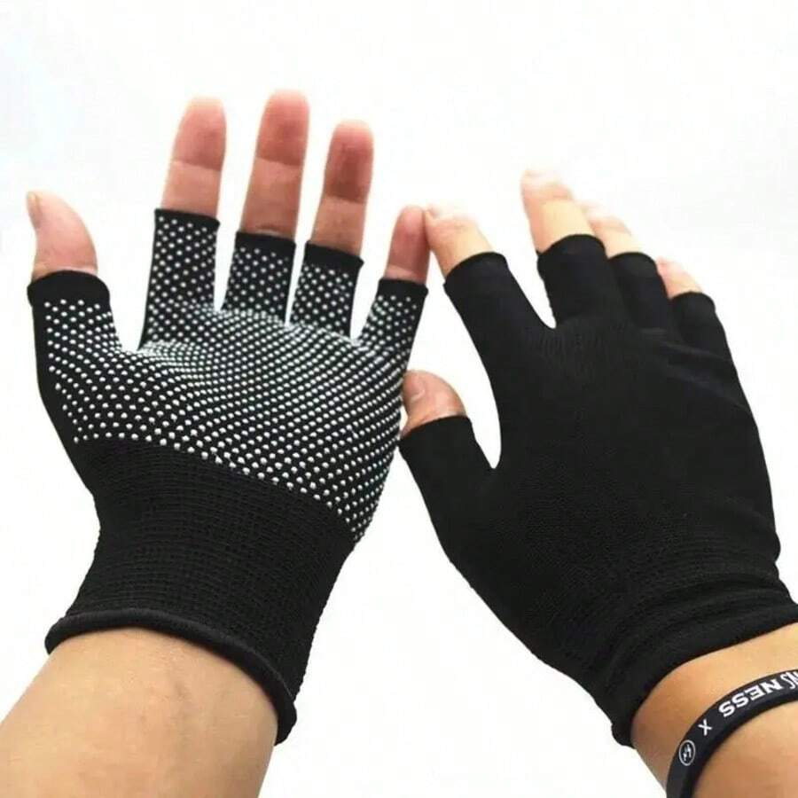 1 Pair Breathable Non-Slip Half Finger Gloves, Suitable For Cycling, Hiking And Workout