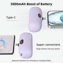 LUCKYDUO 小型 USB C 便携式充电器，5000mAh 超紧凑型 PD 20W 快速充电迷你移动电源，带 LCD 显示屏，旅行电池组，兼容 IP 16/15 和其他 Type-C Android 手机，适合夏季假期户外旅行/露营和应急备用移动电源，适合送给家人、朋友、生日电量显示的礼物 - 黑色 - 查看 3