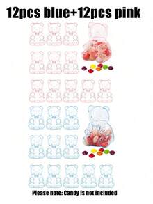 クマ型 キャンディボックス 12個セット クリア 詰め替え可能 オーナメント キャンディコンテナ ウェディングの引き出物 ブライダルシャワー ウェディング クリスマスパーティーのデコレーション - マルチカラー - チェックする 8