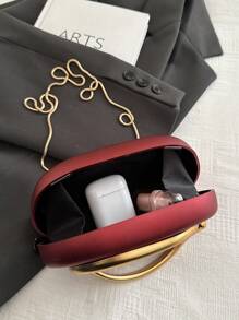 Unique High-End Metal Decor Box Clutch Bag, Women's New Fashion Evening Bag, Party Banquet Clutches, Chain Shoulder Crossbody Bag, Makeup Bag Phone Pouch