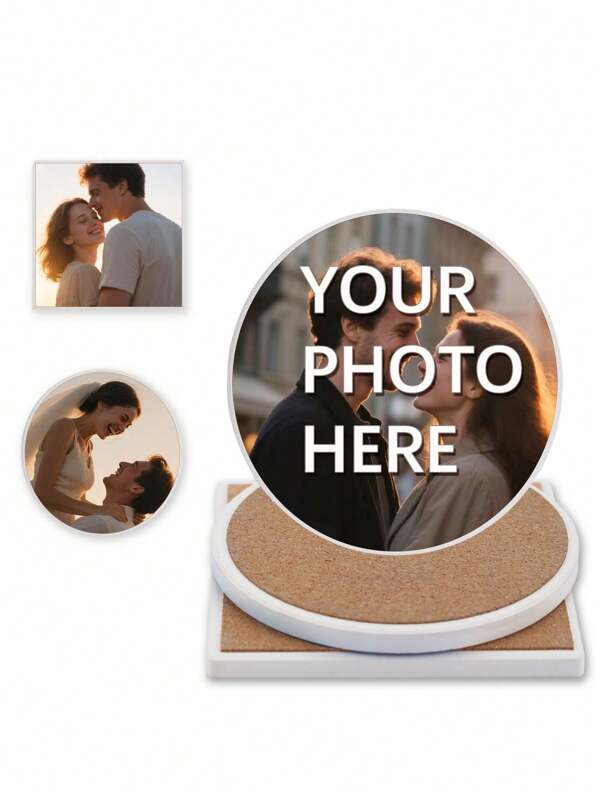 Personalized Custom Ceramics Coasters For Drink - Add Your Image Text Logo - Absorbent Bar Coasters With Cork Base Anti-Slip Coasters For Wedding Bars, Offices, Kitchens And Restaurant Gifts Picture Photo Prints Personalized Gifts Wedding Gift Decoration