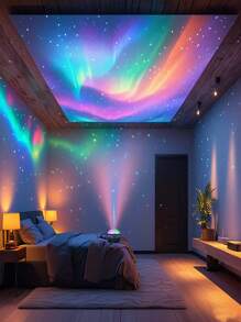 Aurora Projector Lamp With 7 Color Patterns And Remote Control – Vibrant Galaxy Effect For Bedroom & Office, USB Powered LED Night Light, Adjustable Brightness, Bedroom Night Light -Dynamic Light Patterns|Remotecontrolled Light, Bedroom Lamps For Nightstand