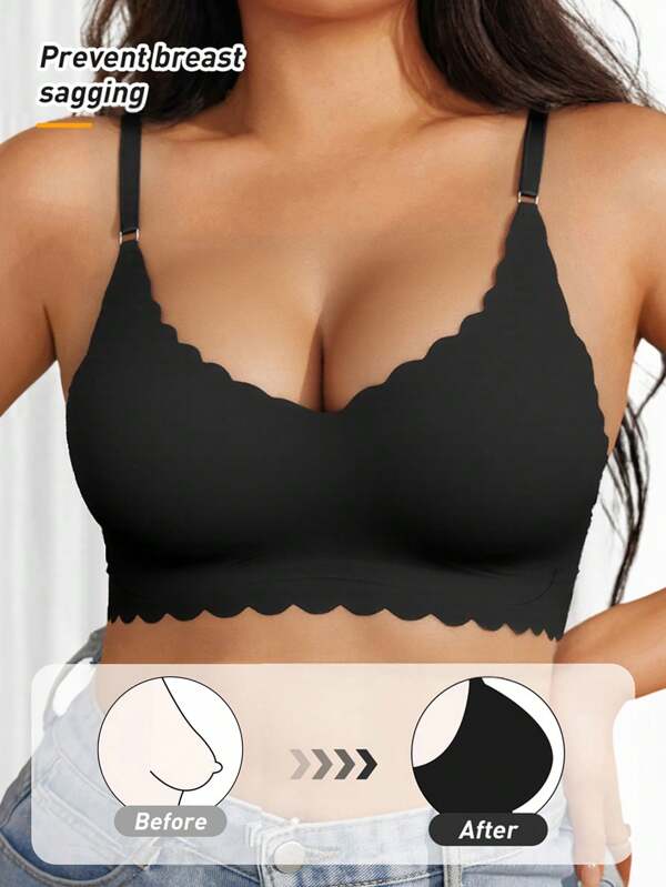 Women's Plus Size Seamless Bra Push Up Beautiful Back Support Comfortable Breathable Skin Friendly Sexy Removable Breast Pads No Wires Adjustable Shoulder Straps Sleep Leisure Yoga Buckleless Bra Underwear Lingerie