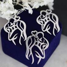 Set de 3 dijes con corazón romántico de acero inoxidable para mamá e hijo, accesorios para hacer joyería, collares, pulseras, colgantes y manualidades DIY