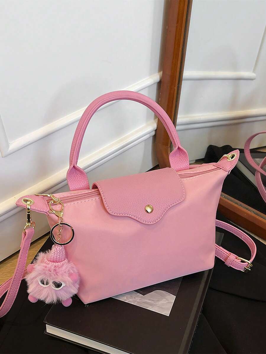 New Winter Mini Fashion Handbag, Featuring Colorblock Design, Waterproof Nylon Material, Available In Shoulder Bag, Square Bag And Vegetable Basket Styles, Suitable For Commuting, Parties And Dates. Size: 7.5" L X 2.4" W X 3.9" H
