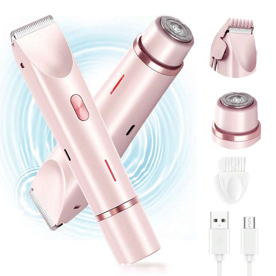 Low Allergy Bikini Trimmer For Women Double Headed Intimate Electric Shaver No Irritation Wet Dry Body Hair Removal - Pink - View 1