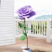 Giant Flowers For Decoration Artificial Peony Flower Head Large Fake Flower For Background Wedding Stage Party Decor - 紫色 - 查看 2
