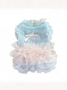 1 pezzo Elegante vestito da ballerina in tulle per cani, vestito da principessa senza maniche per outfit da festa romantico, adatto per cani piccoli, gatti, fresco in primavera/estate