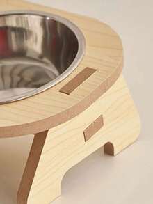 加高宠物碗，带不锈钢宠物碗，宠物喂食器，防翻倒设计，防滑木框，易于组装，天然木质饰面，幼犬粮，猫咪必需品，狗狗用品，狗碗，猫碗，狗狗用品，猫咪用品，狗狗配件，适用于中小型犬猫，双碗（进食+饮水） - 彩色 - 查看 9