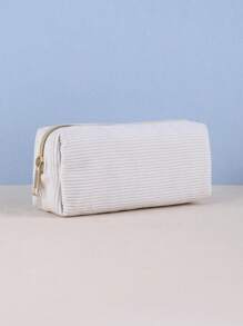 1 pieza Bolsa de lápices de pana con transferencia térmica personalizada, estuche de lápices personalizado con texto personalizado - gran capacidad, bolsa de almacenamiento, de vuelta a la escuela, útiles escolares