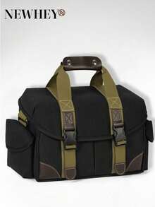 NEWHEY Mochila profesional para cámara que permite transportar múltiples lentes, bolsa para cámara de 10L para hombres, con protección total, compatible con Canon, Nikon, DSLR/SLR - Negro - Ver 8
