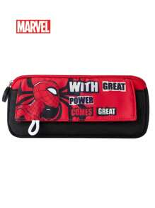 Marvel 1 Pieza Estuche de lápices de gran capacidad con cremallera, inspirado oficialmente en el personaje de dibujos animados de Marvel Spiderman, de color rojo, con diseño atractivo y de gran capacidad para lápices, gomas de borrar, reglas y otros útiles escolares. Un regalo ideal para amigos, familiares o de vuelta al colegio.