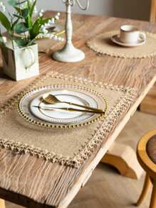 Farmhouse Style Jute Tassel Placemats, Round Bowl Pads, Rectangular Placemats / Trivets