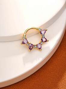 Leocuci Cubic Zirconia Septum Rings Nose Rings Hoops For Women Helix Cartilage Hoop Earring 10 Mm - Gold - View 3