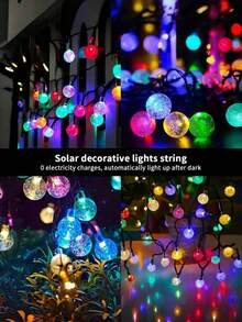 100 LED Solar Crystal Ball String Lights With 8 Lighting Modes - Warm Yellow Glow For Halloween, Christmas, Garden, Yard & Party Decorations, IP44 Solar-Powered Outdoor Decor, 20/50LED Options, Intelligent Light Strip, Perfect For Bar Tent & Camping Setup, Garden Lights Decorative Lights Solar Lights, Lights For Decoration