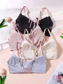 Sutiã sem costura para meninas com 4 peças e costas lindas para adolescentes, confortável e respirável, 3 maneiras de usar, antiflacidez para meninas durante o período de desenvolvimento, adequado para sutiãs diários e esportivos