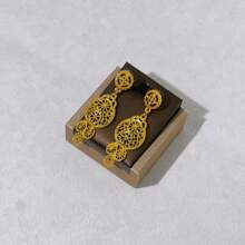 1 Set de joyería de lujo enchapada en oro de 18K para mujer, 5 piezas incluyendo collar, aretes, brazalete y anillo, elegantes accesorios para novia, boda y fiestas