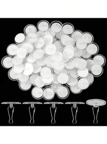 100Pairs Easy-Install No-Drill Ceiling Hooks - Transparent, Damage-Free Adhesive Hangers For Festive & Party Decorations, Stainless Steel, Ideal For Christmas & Birthday Celebrations