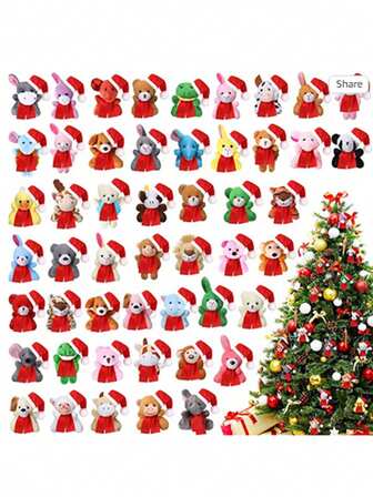 Christmas Style Random 6/12/24 Pcs Mini Plush Animal Toy Set,Cute Animals Keychain Set - Collectible & Soft-To-Touch Toys For Birthday, Wedding, Valentines, Easter, Christmas Parties, Heartwarming Gift Bag Fillers (Random Style)