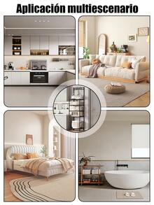 MderaReal Estante de almacenamiento vertical del estante de cocina multifuncional de 5 pisos, Estante de Microondas, Almacenamiento de Metal para Cocina, Mueble para Microondas, Estante Para Horno De Microondas Multifuncional De Estilo Simple, Soporte Para Horno, Estante Independiente, estante multifuncional para uso en hogar con Poleas y Ganchos - Negro - Ver 6