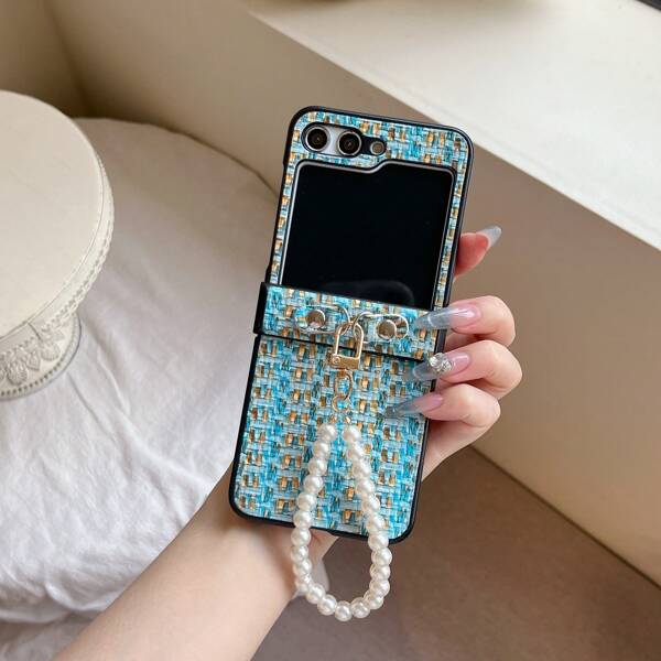 Old Money Style New Luxury Braided Texture Foldable Phone Case Compatible With Samsung Galaxy Z Flip3 5G/Galaxy Z Flip 4 5G/Galaxy Z Flip 5 5G/Galaxy Z Flip 6 5G For Women