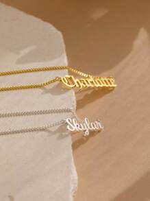1 peça colar personalizado com nome lateral, aço inoxidável, gargantilha feminina, pingente, corrente cubana, joia de aniversário, presente