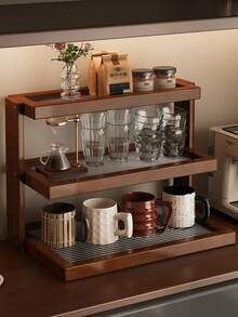 1 件创意实用优质办公桌杯架茶具收纳架，办公桌面茶盒，多层饮料收纳架 - 彩色 - 查看 1